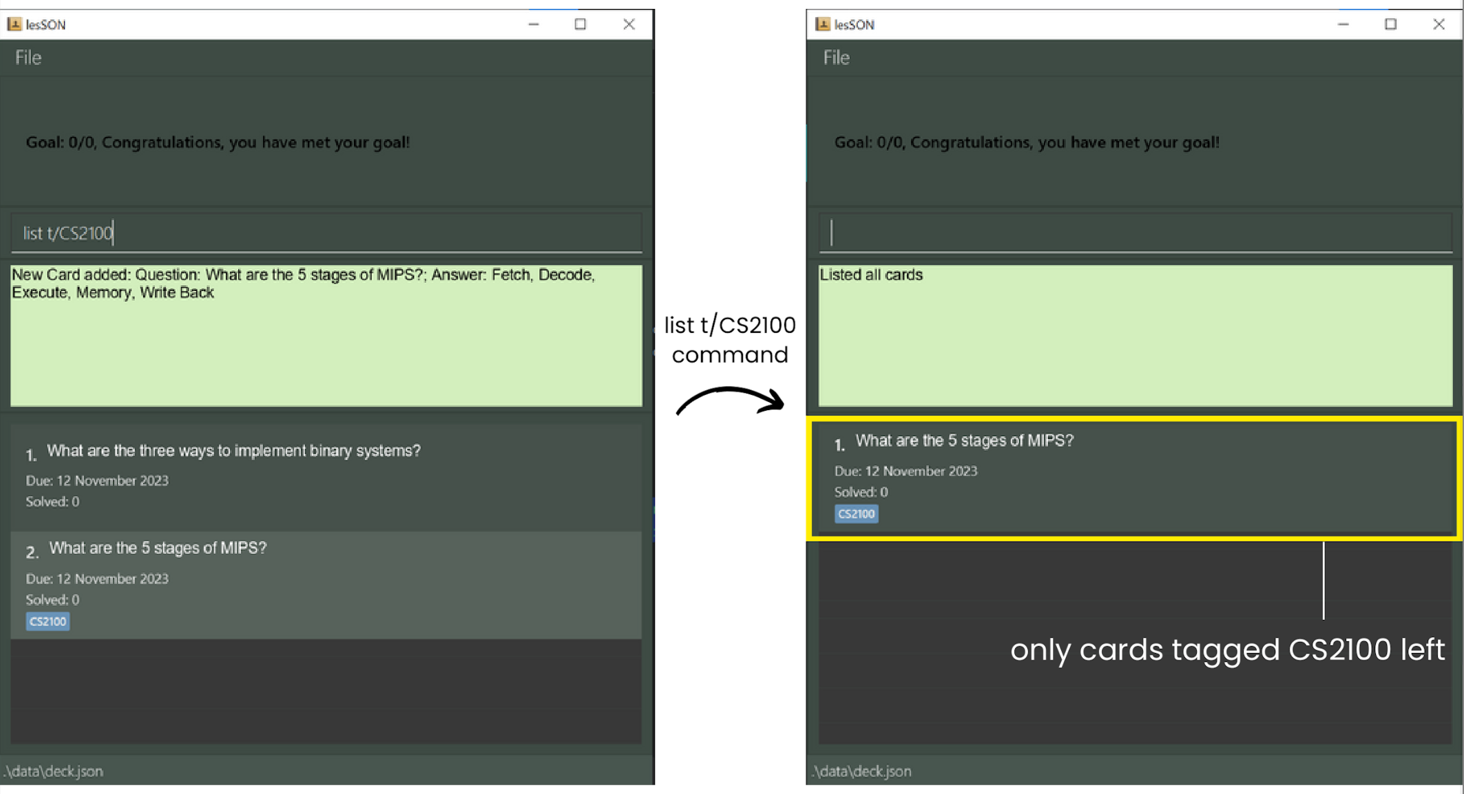 usage of list command